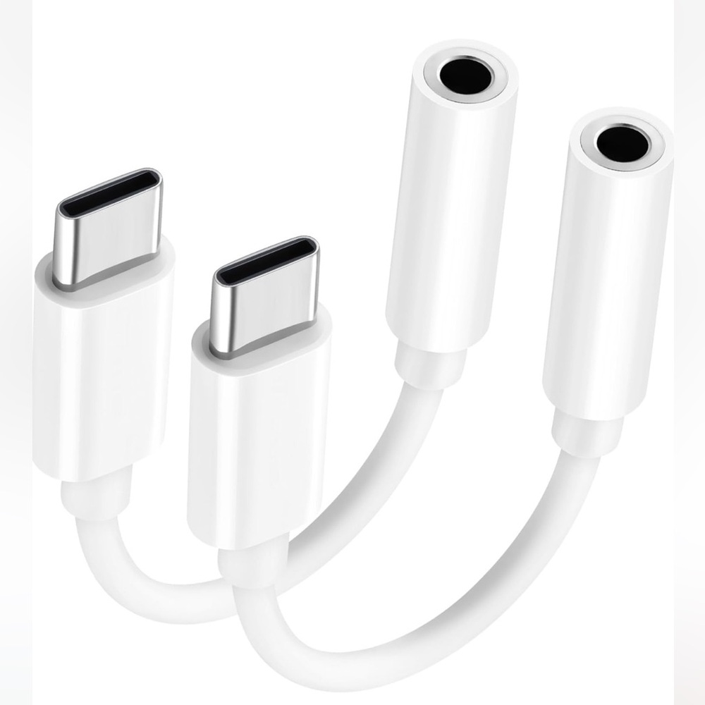 NWT 2 USB C to 3.5mm Audio Adapters PLUS Colorful Cord Organizer/Hanger Clips - Picture 4 of 16
